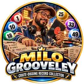 Milo Grooveley, illustrated AI character